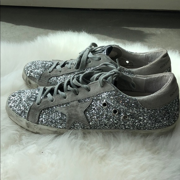 Golden Goose Shoes - Golden goose superstar silver glitter